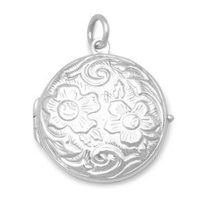 ROUND FLORAL STERLING SILVER DESIGN LOCKET